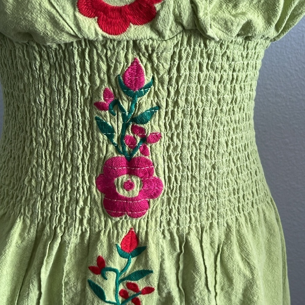 YZXDORWJ Women Embroidered Casual Dress Summer Ruffle V Neck Short Sleeves M - Picture 7 of 9